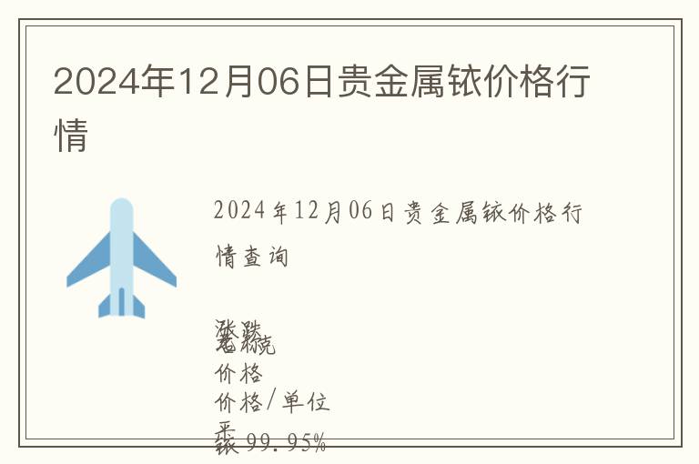 2024年12月06日貴金屬銥價(jià)格行情