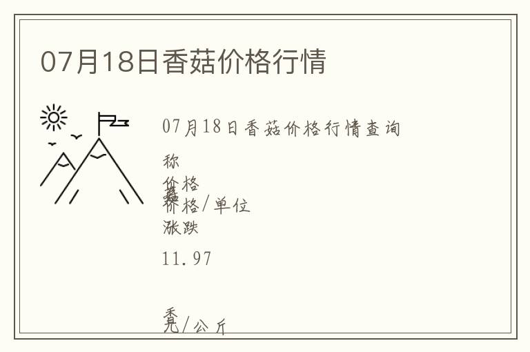 07月18日香菇價(jià)格行情