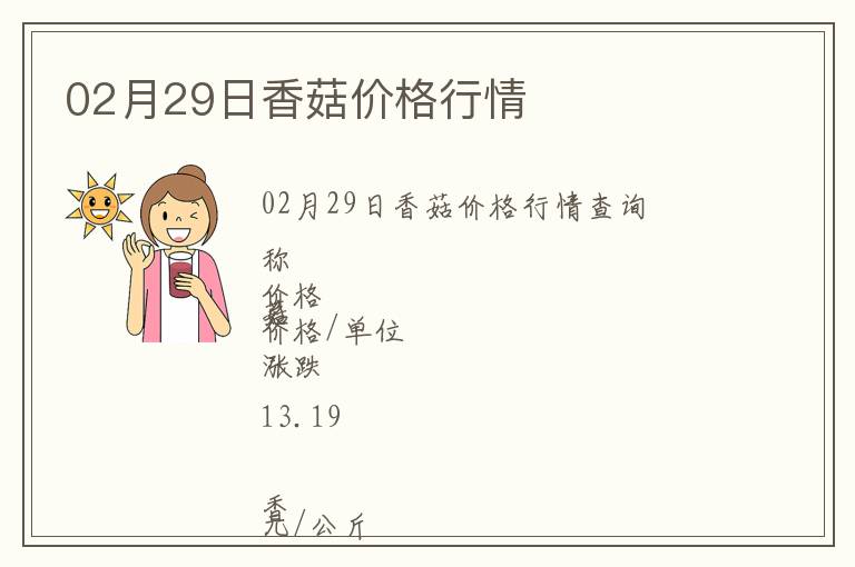 02月29日香菇價格行情