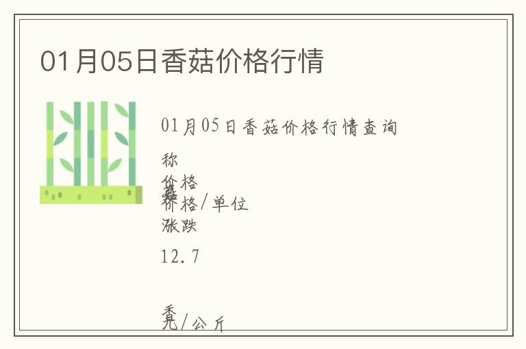 01月05日香菇價格行情