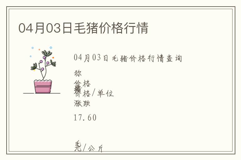 04月03日毛豬價(jià)格行情