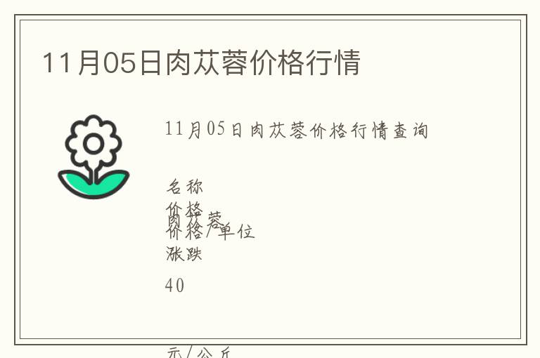 11月05日肉蓯蓉價(jià)格行情
