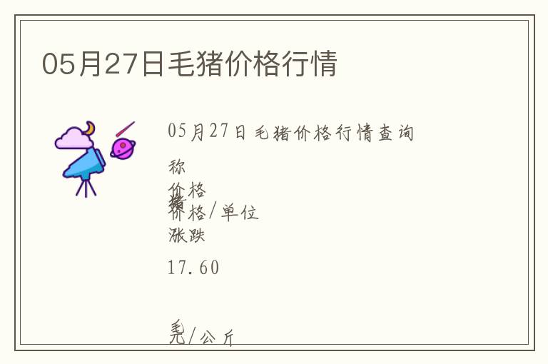 05月27日毛豬價格行情