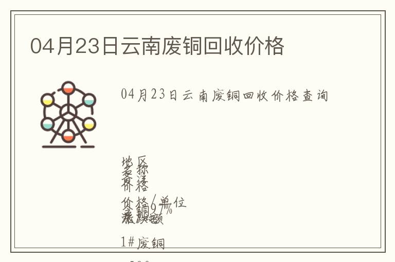 04月23日云南廢銅回收價(jià)格