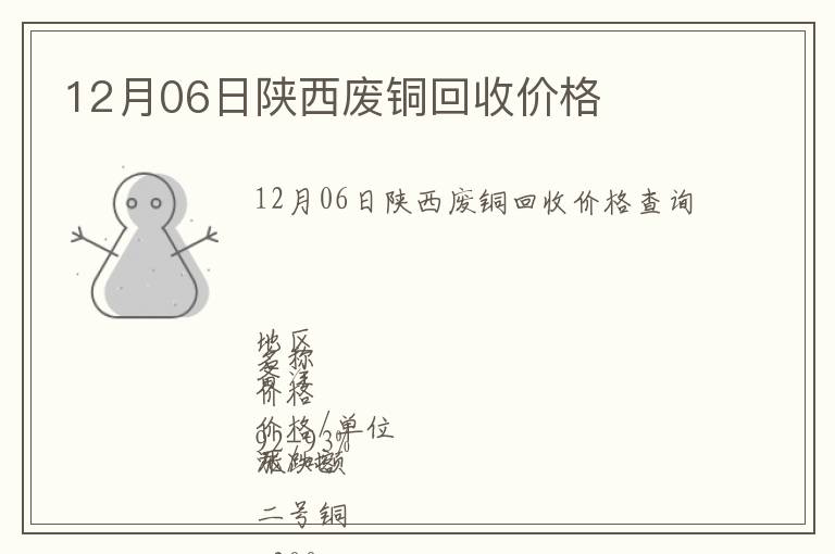 12月06日陜西廢銅回收價(jià)格