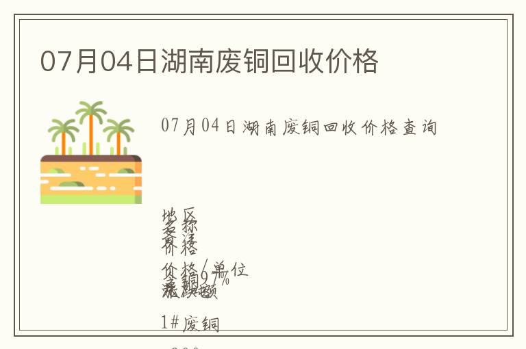 07月04日湖南廢銅回收價(jià)格
