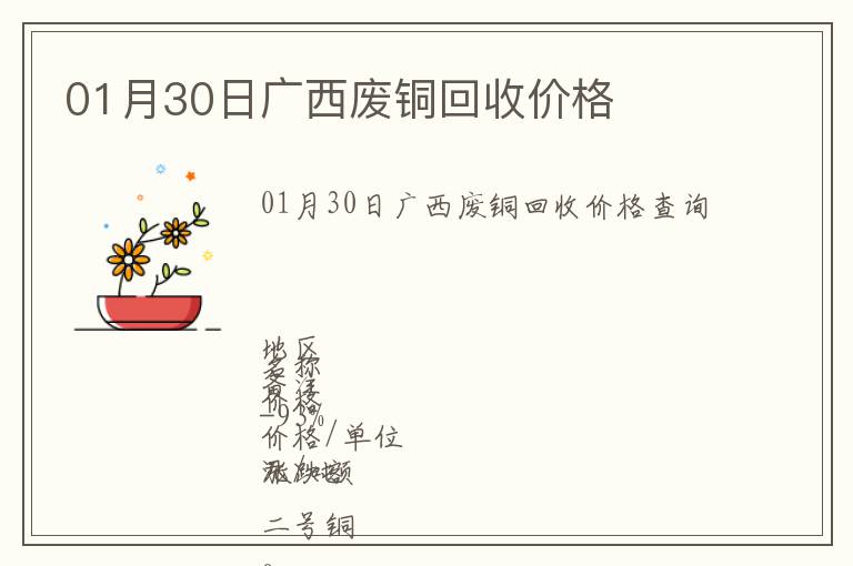 01月30日廣西廢銅回收價(jià)格
