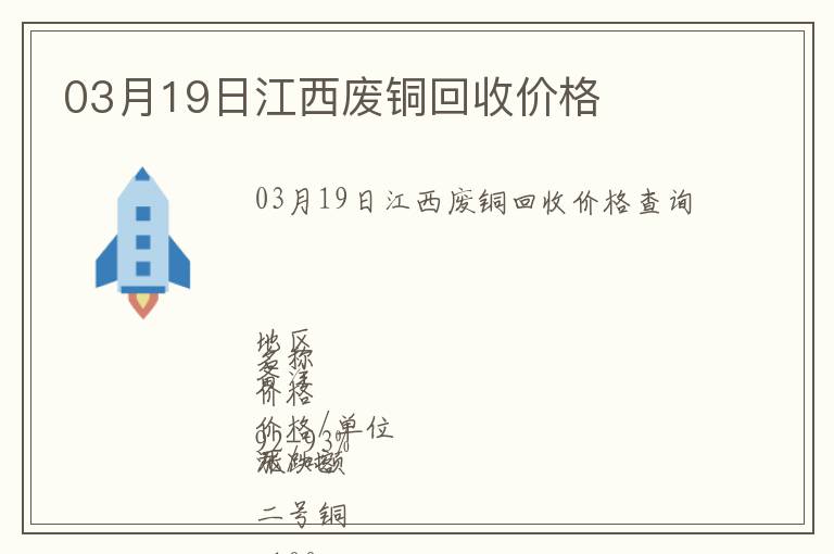 03月19日江西廢銅回收價(jià)格
