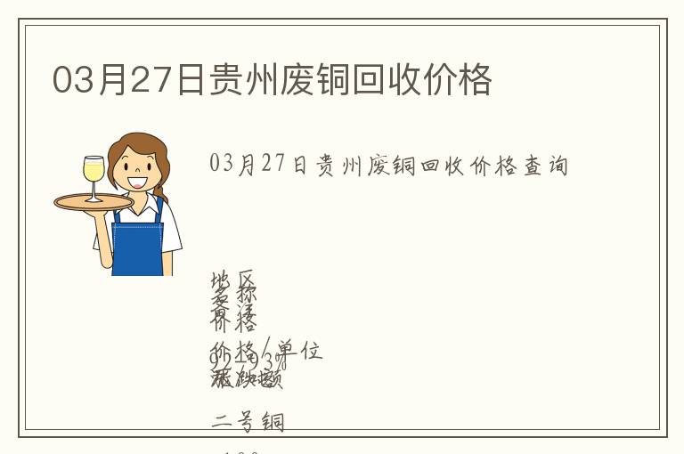 03月27日貴州廢銅回收價(jià)格