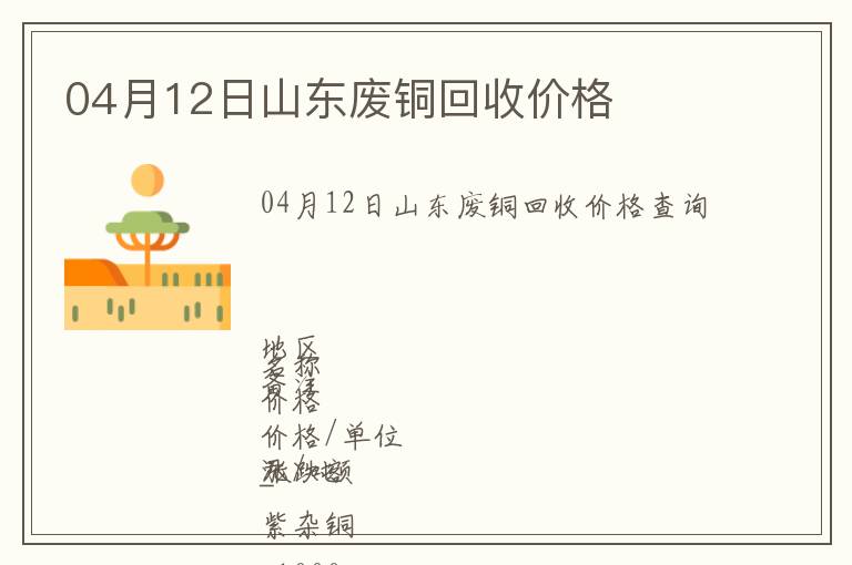 04月12日山東廢銅回收價(jià)格