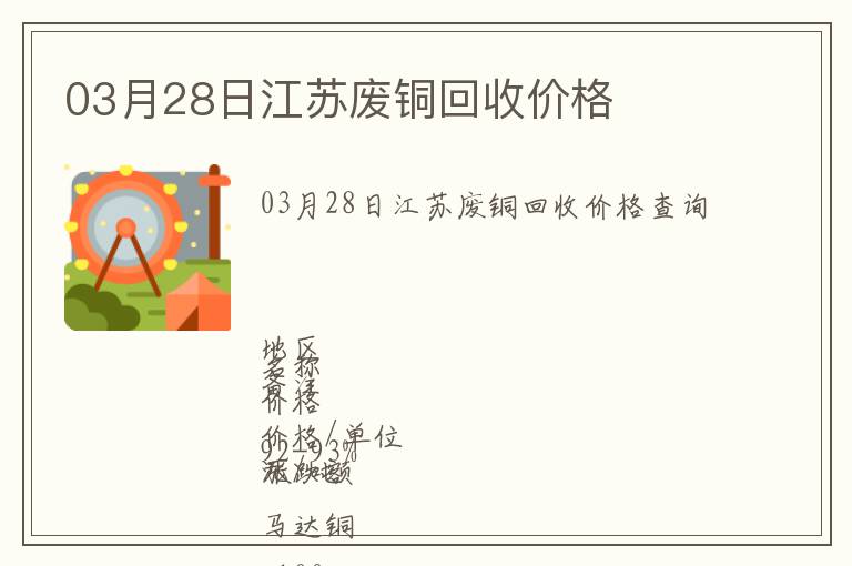 03月28日江蘇廢銅回收價(jià)格