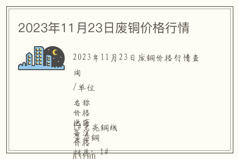 2023年11月23日廢銅價(jià)格行情