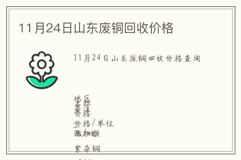 11月24日山東廢銅回收價(jià)格