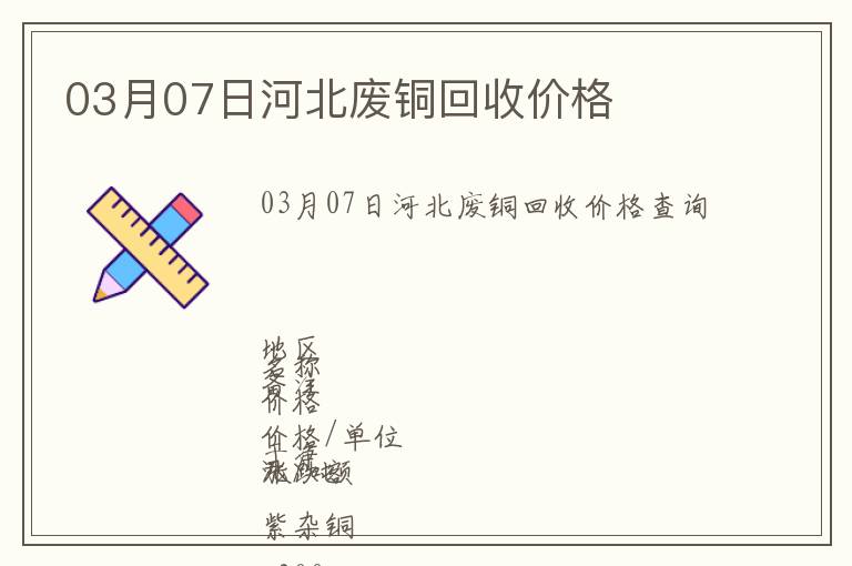 03月07日河北廢銅回收價格