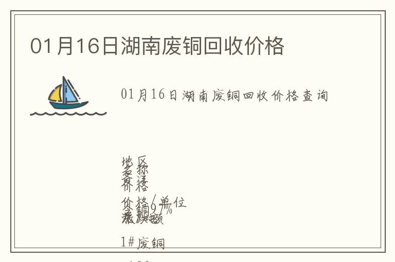 01月16日湖南廢銅回收價(jià)格