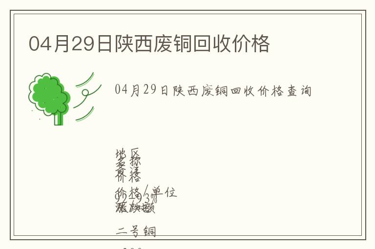 04月29日陜西廢銅回收價(jià)格