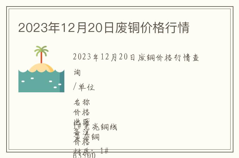 2023年12月20日廢銅價(jià)格行情
