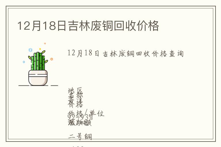 12月18日吉林廢銅回收價(jià)格