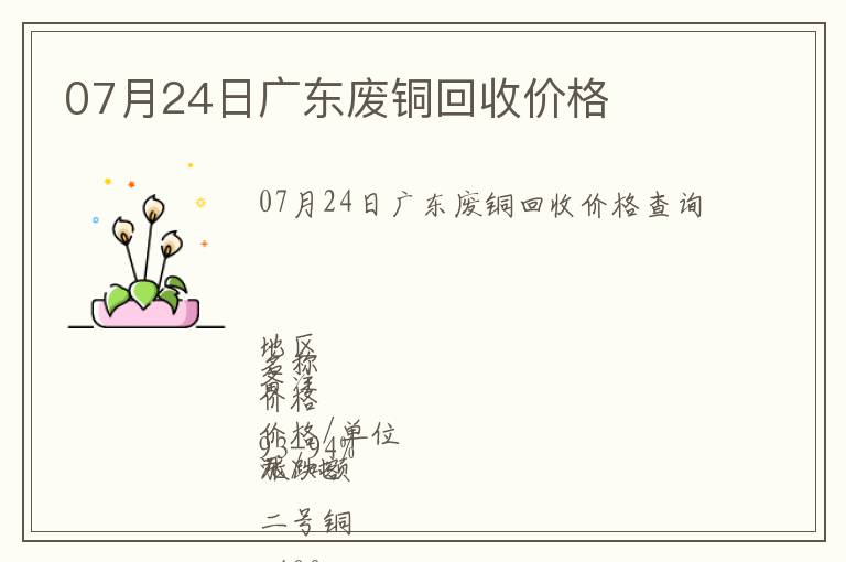 07月24日廣東廢銅回收價格