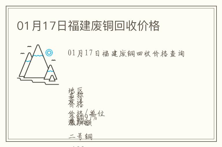 01月17日福建廢銅回收價(jià)格