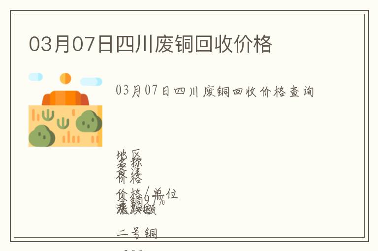 03月07日四川廢銅回收價格