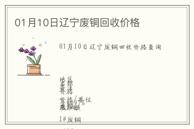 01月10日遼寧廢銅回收價(jià)格