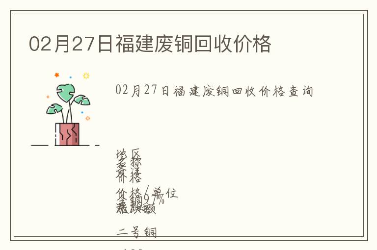 02月27日福建廢銅回收價(jià)格