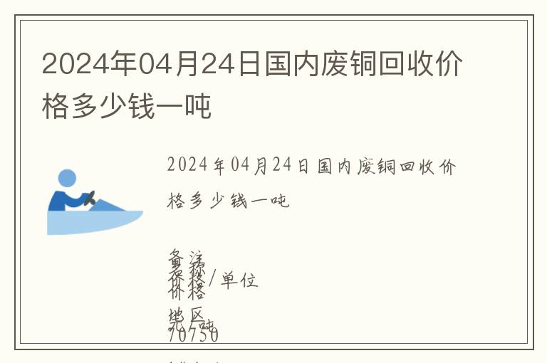 2024年04月24日國內(nèi)廢銅回收價格多少錢一噸