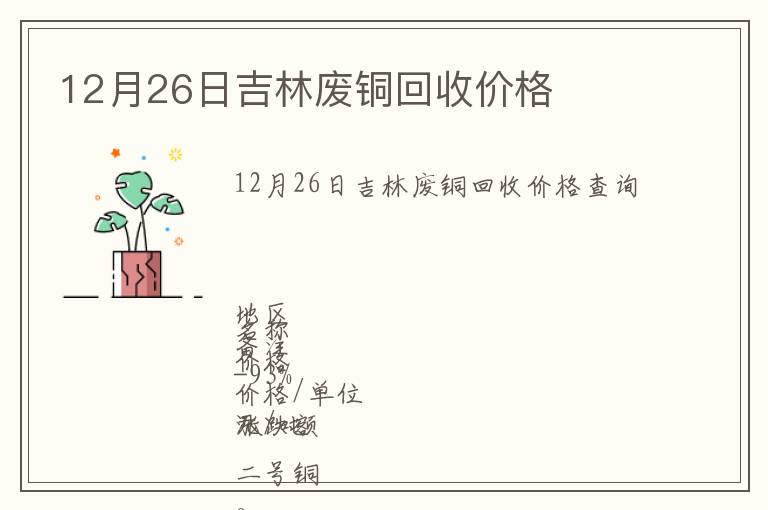 12月26日吉林廢銅回收價(jià)格