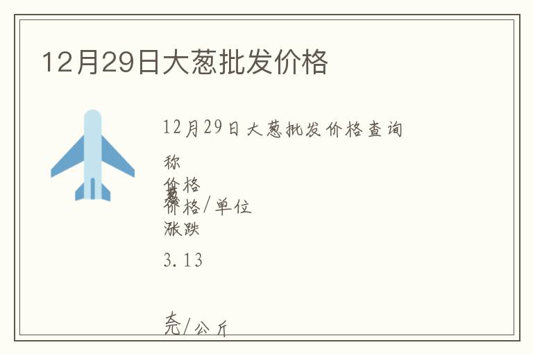 12月29日大蔥批發(fā)價格