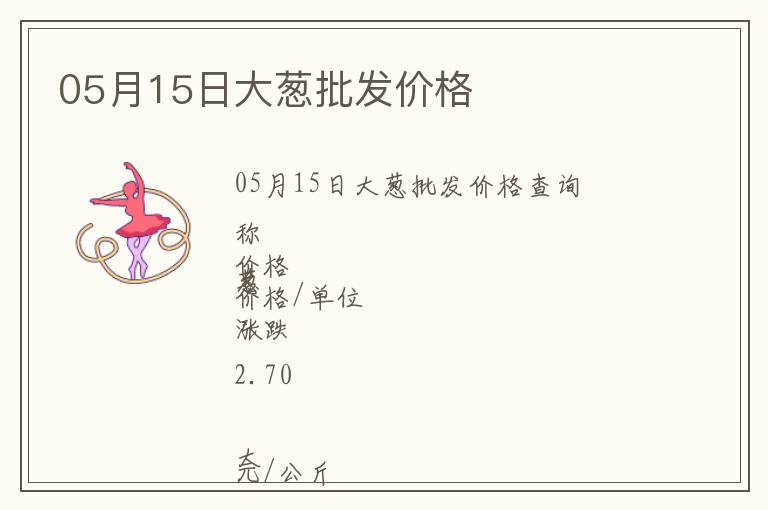 05月15日大蔥批發(fā)價(jià)格