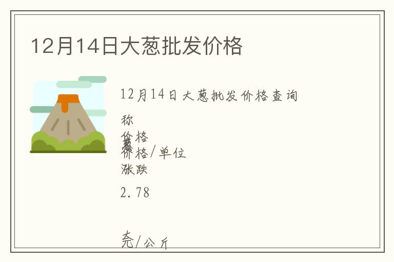 12月14日大蔥批發(fā)價(jià)格