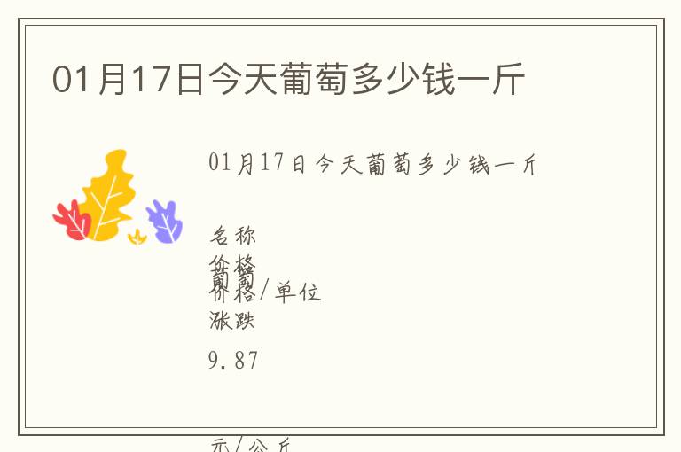 01月17日今天葡萄多少錢一斤