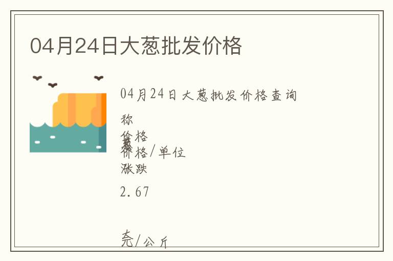 04月24日大蔥批發價格
