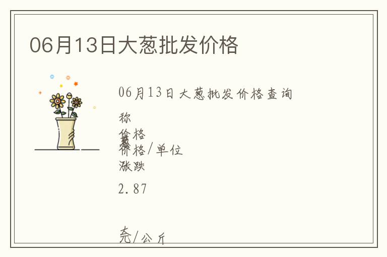 06月13日大蔥批發價格