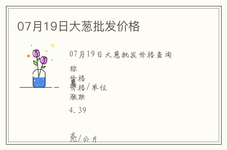 07月19日大蔥批發(fā)價(jià)格