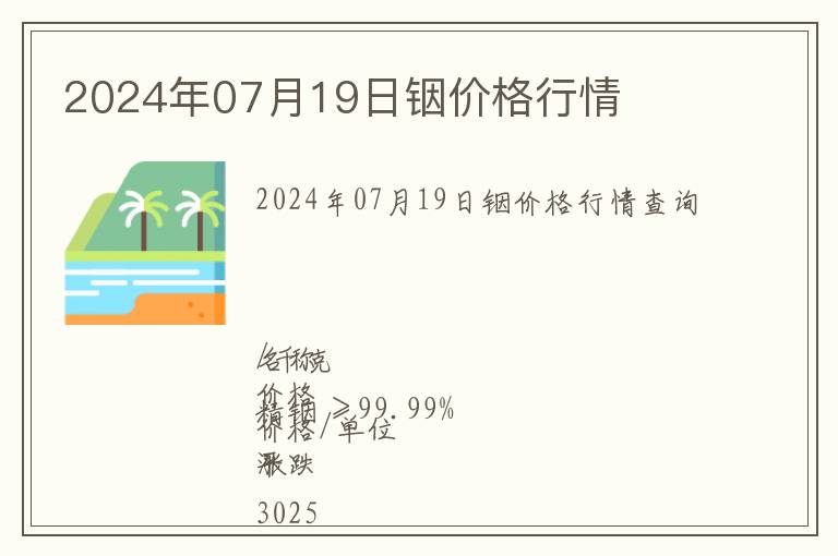 2024年07月19日銦價格行情