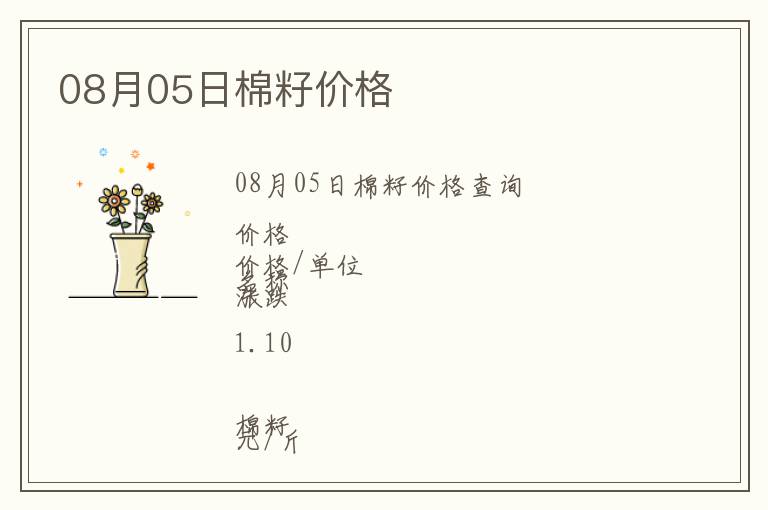 08月05日棉籽價格