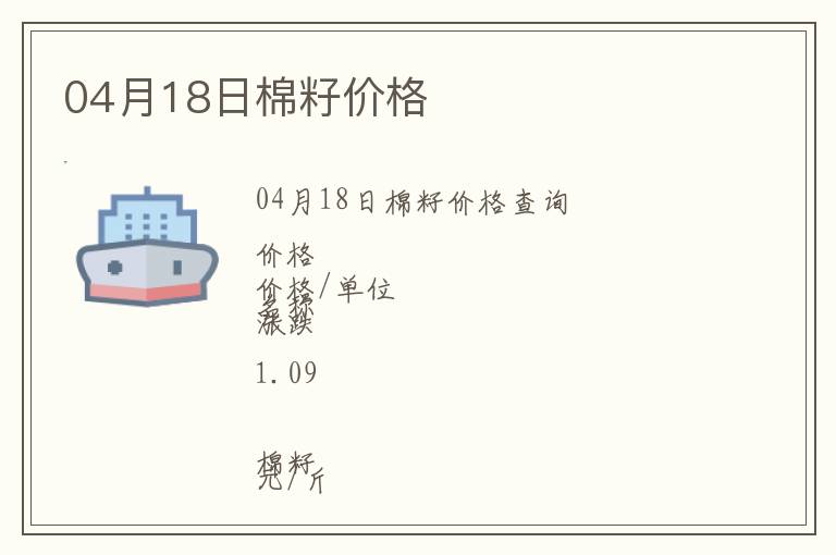 04月18日棉籽價(jià)格