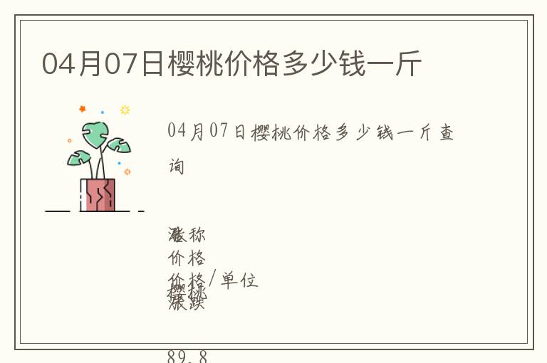 04月07日櫻桃價(jià)格多少錢一斤