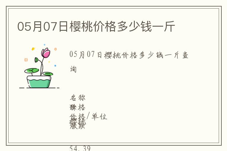 05月07日櫻桃價(jià)格多少錢一斤