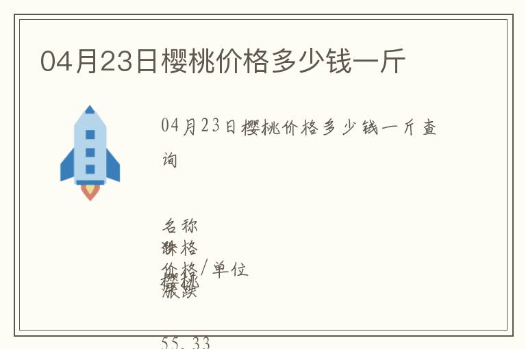 04月23日櫻桃價(jià)格多少錢一斤