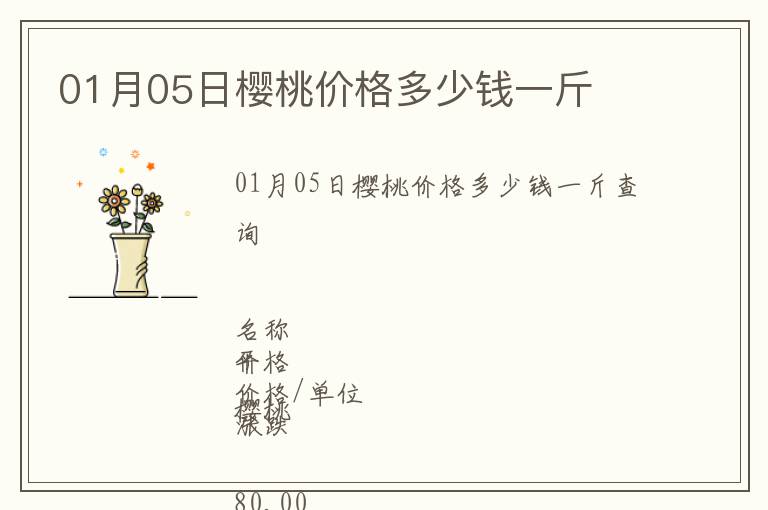 01月05日櫻桃價(jià)格多少錢一斤
