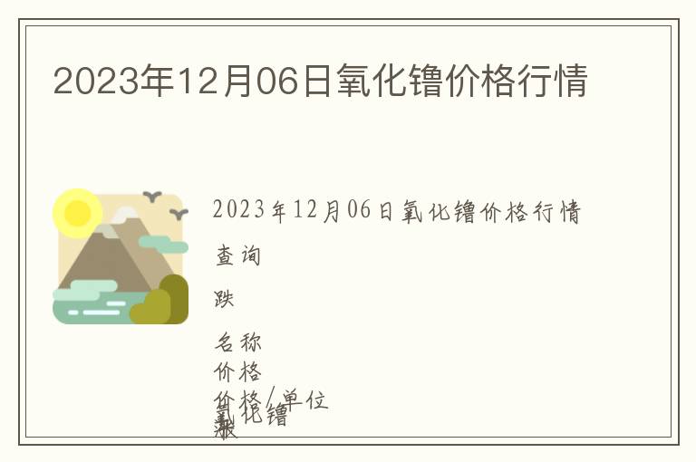2023年12月06日氧化镥價(jià)格行情
