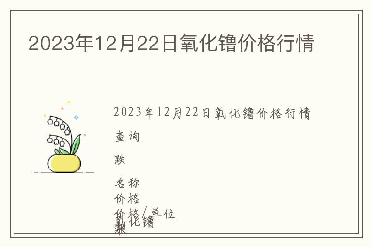 2023年12月22日氧化镥價(jià)格行情