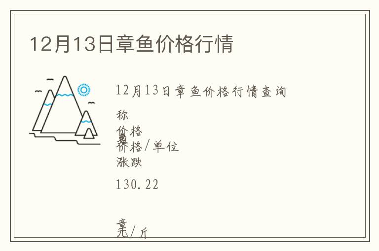 12月13日章魚(yú)價(jià)格行情