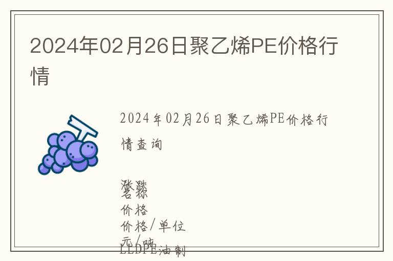 2024年02月26日聚乙烯PE價(jià)格行情