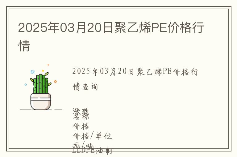 2025年03月20日聚乙烯PE價格行情