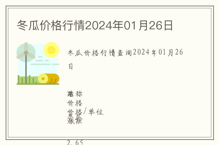 冬瓜價(jià)格行情2024年01月26日