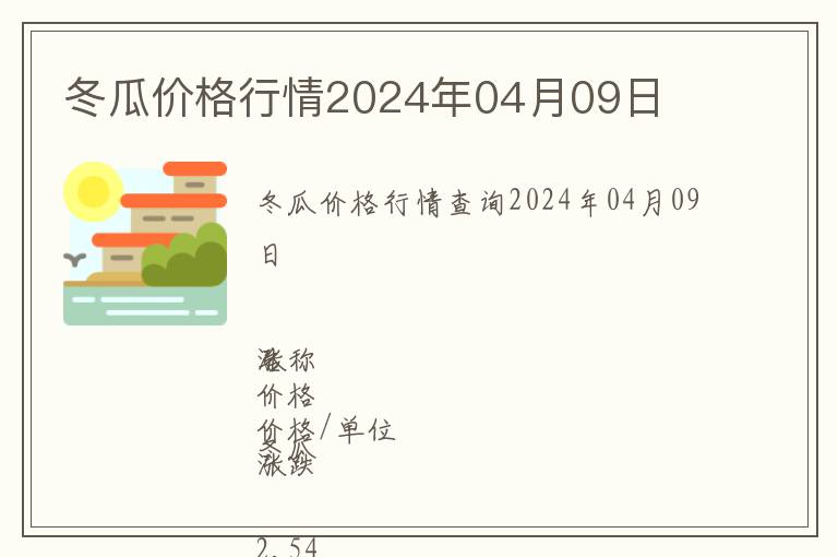 冬瓜價(jià)格行情2024年04月09日
